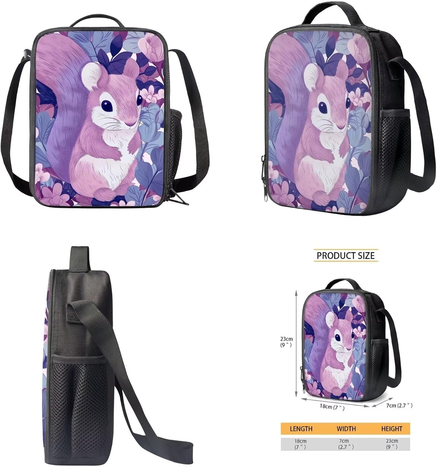 Modysero Large Capacity 3 Piece School Bag Bundle for Kids Squirrel Backpack Set for Girls Boys Daypack Set Durable Lightweight Bookbag Pencil Case Lunch Bag with Shoulder Strap