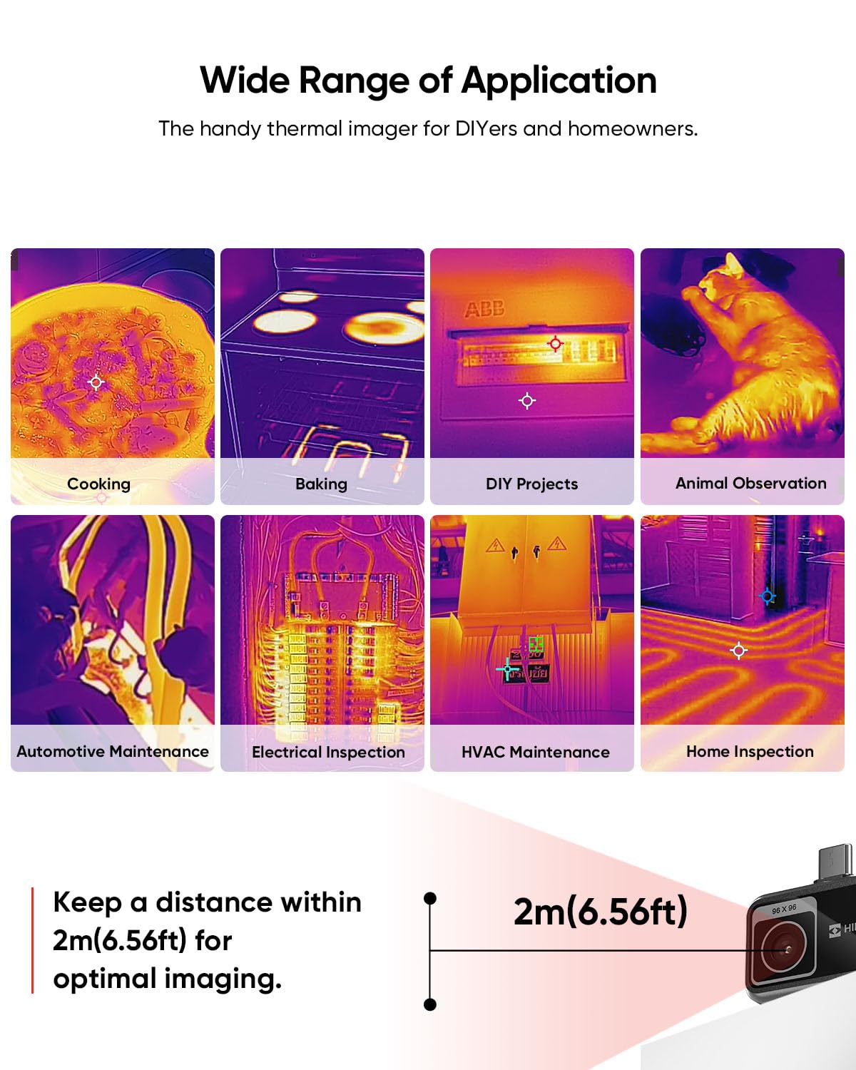 HIKMICRO Kamera termowizyjna MiniE na Android/iOS, rozdzielczość IR 96×96, SuperIR 192×192, bez baterii, port USB-C, kompatybilna z iPhone 15/16/17 (akcesoria wyłączone)