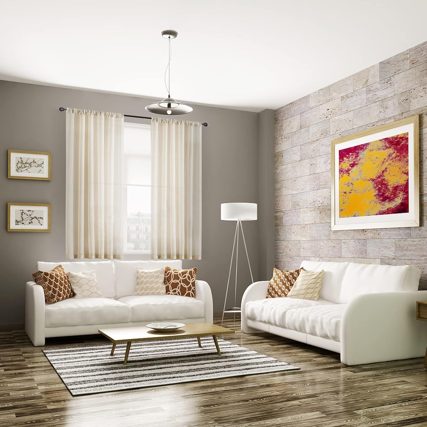 MRTREES Beige Sheer Curtains 45 inch Length Kitchen Curtains Sheers Small Window Basement Short Curtains 2 Panels Rod Pocket Bedroom Living Room Voile Curtain Panels W54"L45" Beige