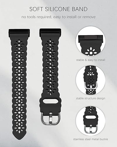 Miniatura 4 de Ginkgonut Hermosa correa deportiva delgada de silicona compatible con Fitbit SenseVersa 3  Versa 4  Sense 2 bandas para mujer, correa de repuesto de