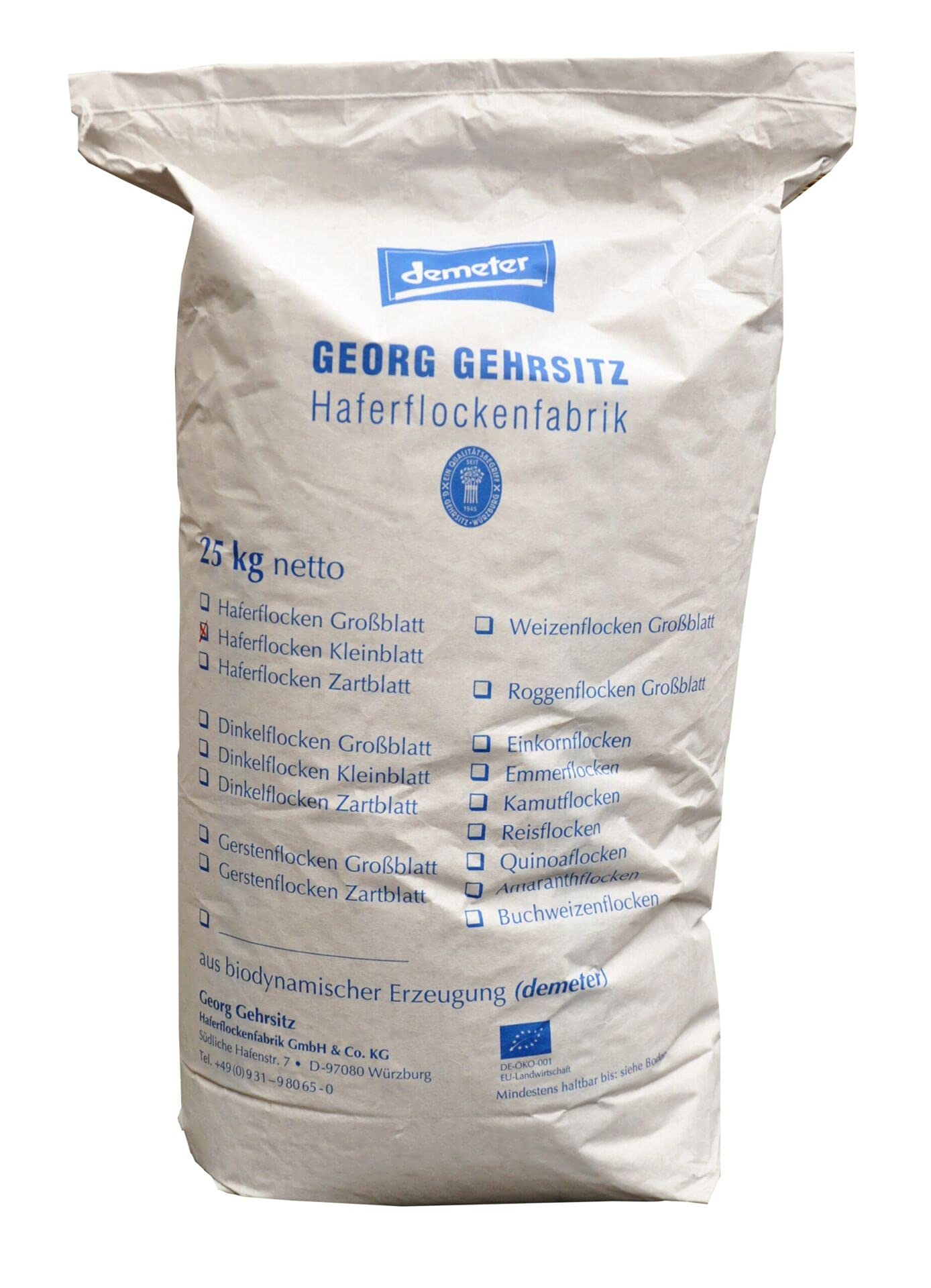 Spielberger Mühle Haferflocken Kleinblatt, demeter 25kg