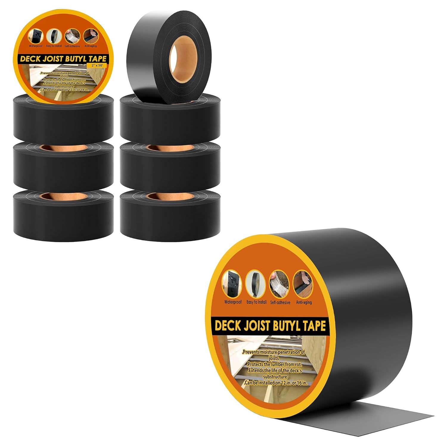8 Rools 1-5/8" x 50' Butyl Joist Tape and 1 Rool Joist Tape 4" x 50'