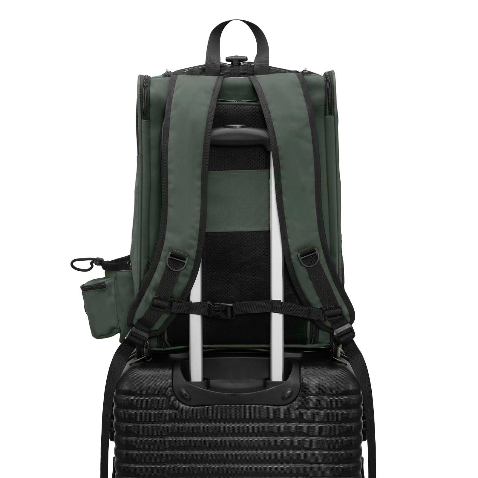 PETRIVE Haustier Rucksack für Katzen und kleine Hunde, erweiterbar, faltbar, mit verstärktem Netz und stabilem Boden, Leichter Transport-Rucksack für Reisen, Spaziergänge und Tierarztbesuche (Grün)