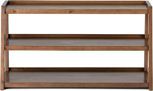 Miniatura 3 de SIMPLIHOME Sawhorse - Soporte de madera maciza de 48 pulgadas de ancho para TV industrial moderno en color marrón castaño oscuro para televisores de