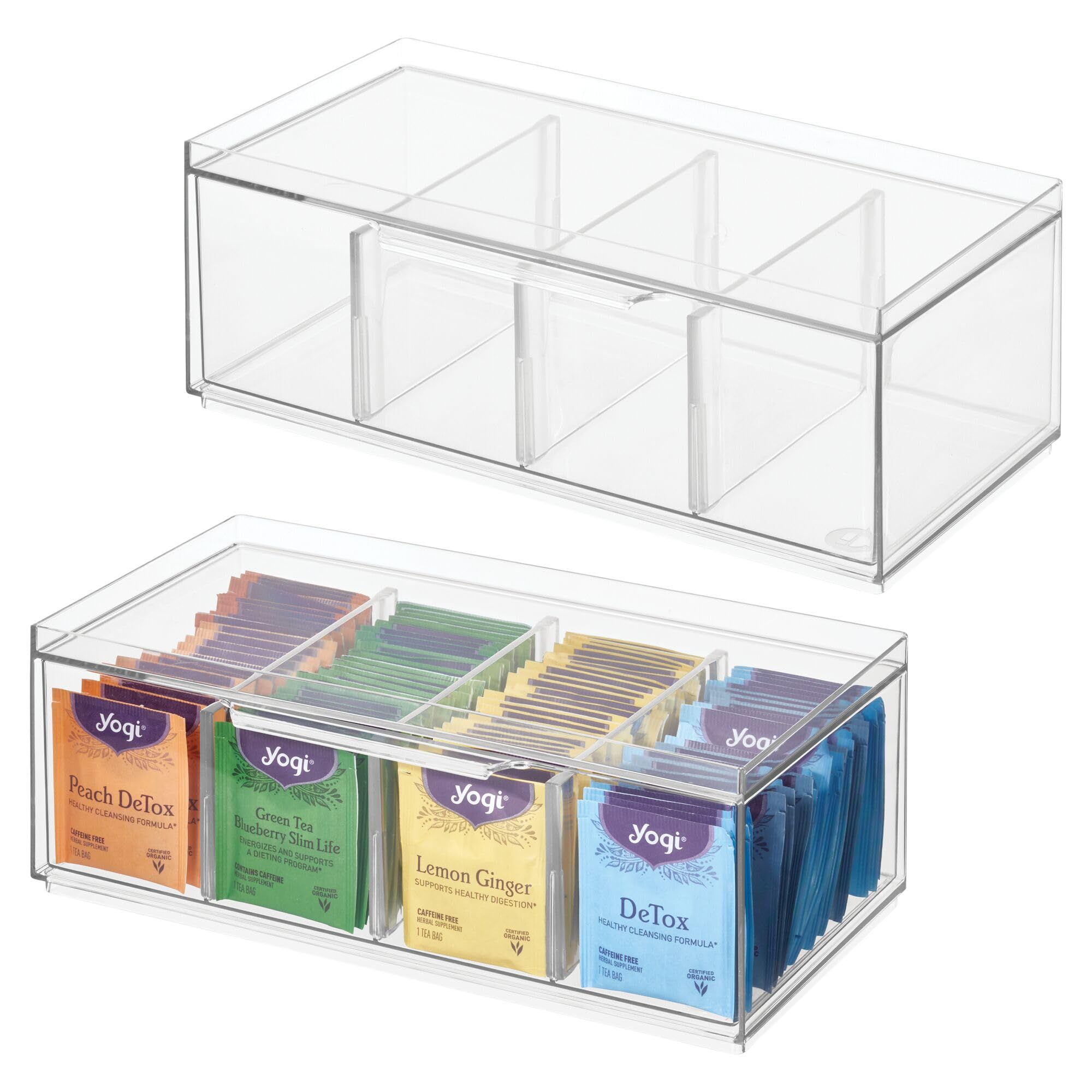 Tiroir de rangement empilables iDesign lot de 2 pour organiser vos sachets de thé