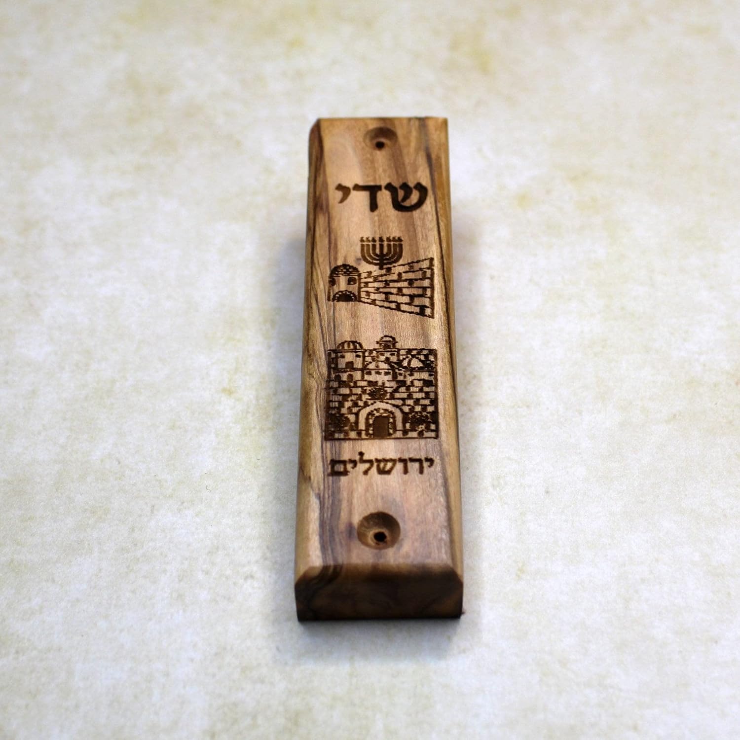 Handmade Wooden Mezuzah, Olive Wood Case Tower of David Judaica from Israel, Jewish Home Gifts, Religious Gift