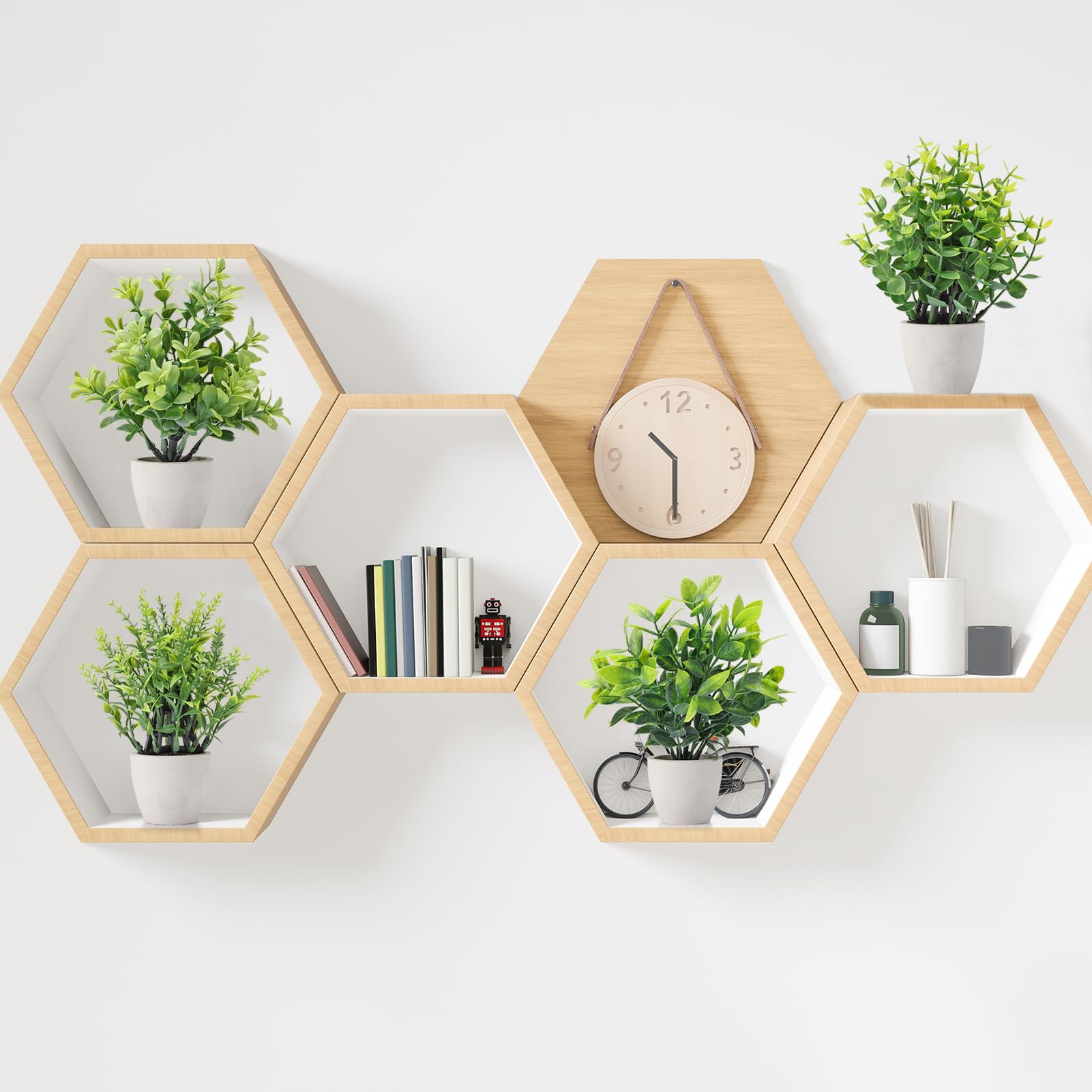 FAVOWREATH Paquete de 4 Plantas Falsas de cerámica, Mini Plantas Artificiales en Maceta para decoración del hogar, Oficina, decoración de habitación, decoración de Granja, decoración de Mesa de