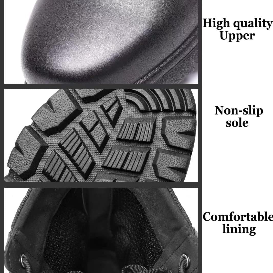 Men's 8 Inches Military Tactical Work Boots Lightweight Leather Motorcycle Combat Boots