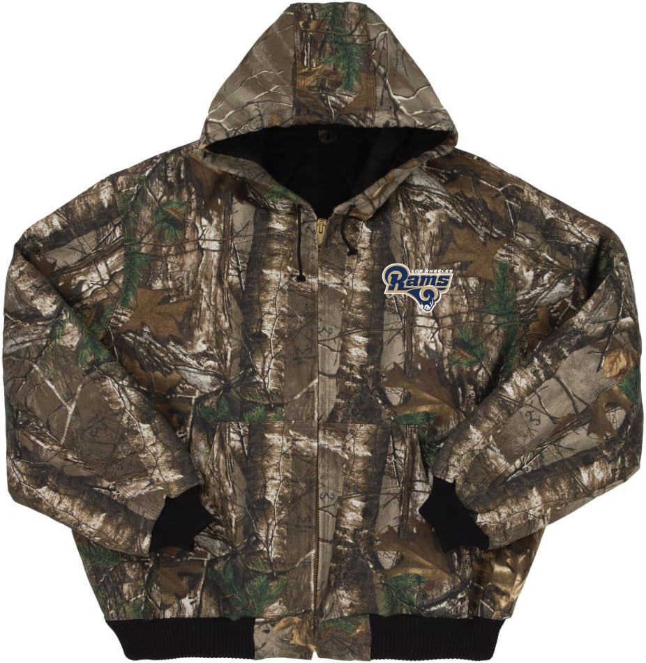 NFL Camo Cotton Canvas Quilt Lined Hooded Camoflauge Jacket