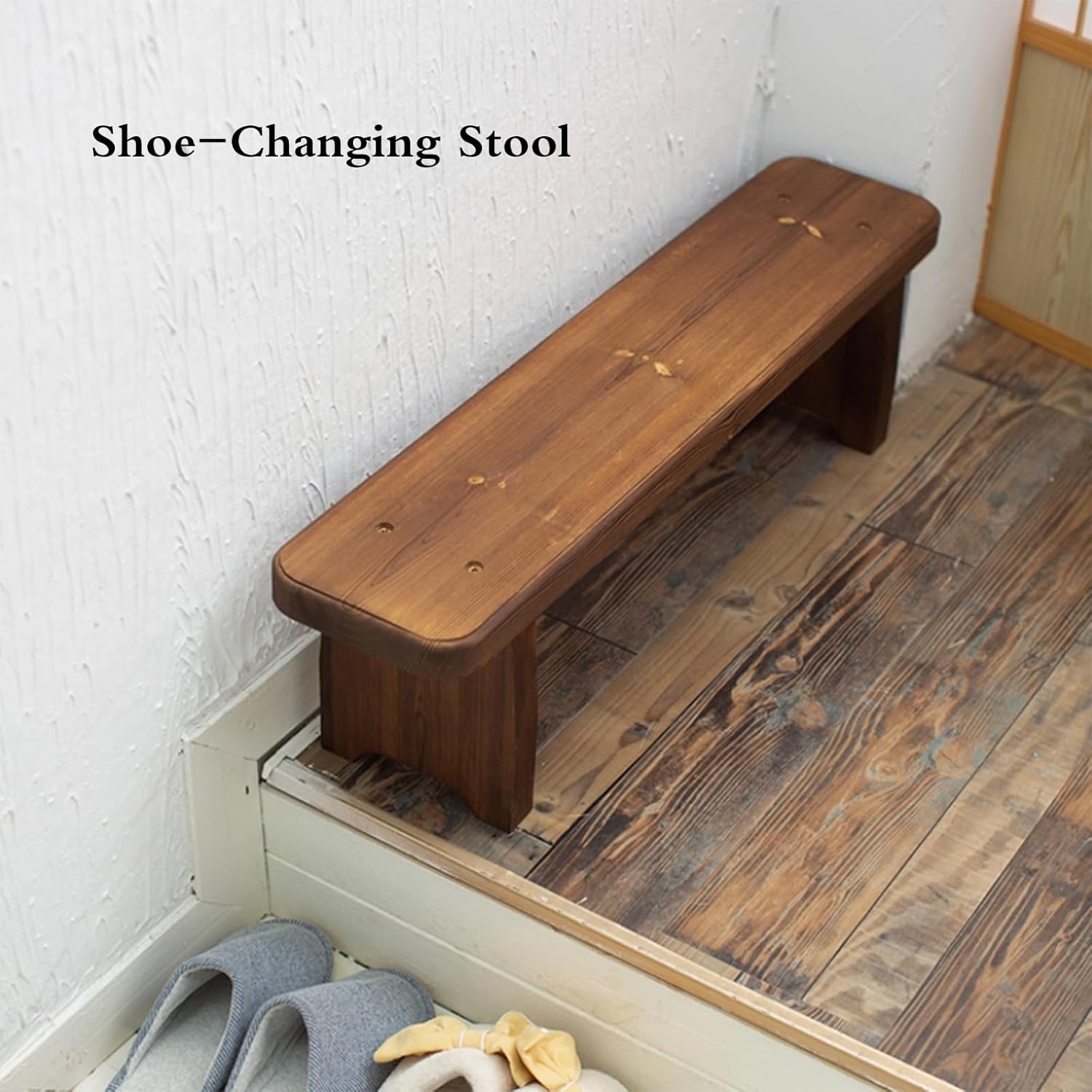 Single-Tier Wood Plant Stand - Flower Pot Rack for Balcony, Garden Indoor Display Shelf Bench Stool for Succulents Potted Plants Strong Load-Bearing Capacity(90 * 20 * 25cm)