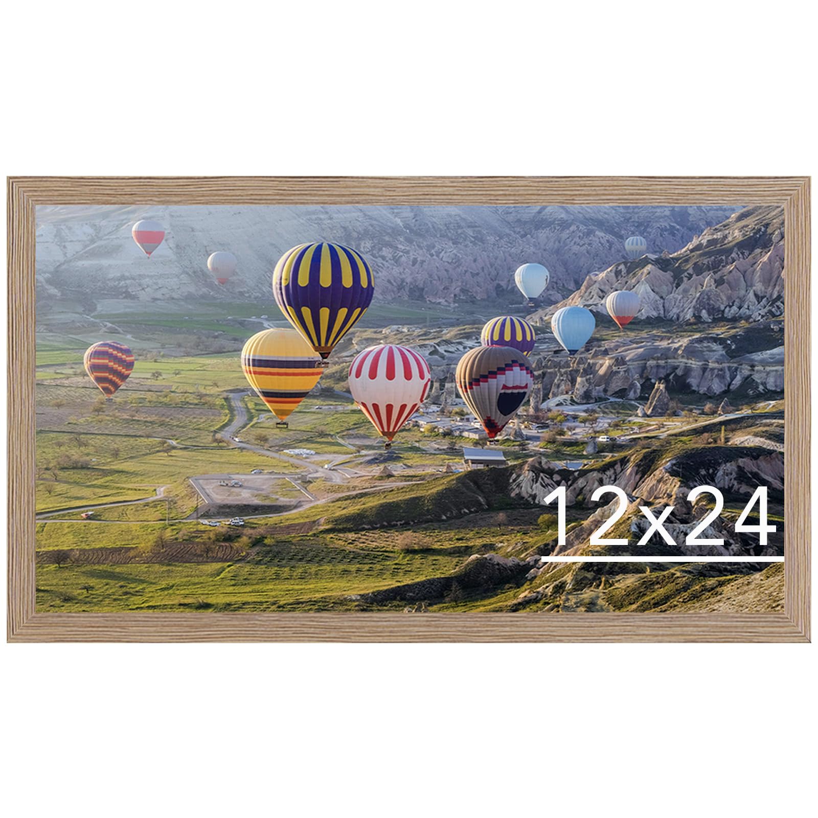 JCJMY 12x24 Picture Frame Rustic Brown for Wall Hanging, Wall Mounting Horizontally or Vertically, 12 x 24 Wall Gallery Poster Photo Frame with Shatter Resistant Plexiglass, Rustic Brown