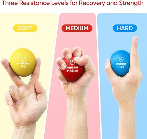 Miniatura 22 de FitBeast Grip Strength Trainer, Finger Exerciser, Stress Balls for Adults 6-Piece Set, Hand Therapy for Strength, Recovery & Stress Relief, Forearm