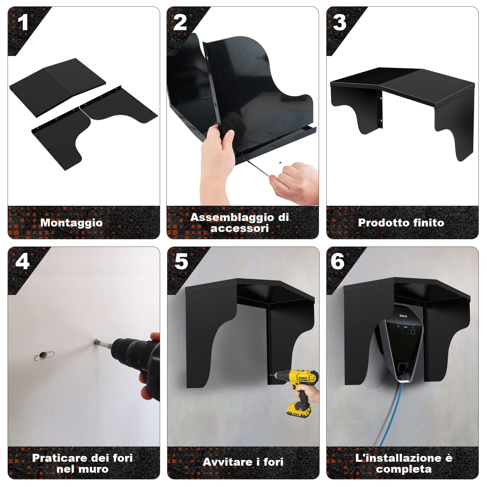 Protezione dalle intemperie per Wallbox, tetto di protezione per colonnina di ricarica, copertura protettiva per stazione di ricarica per auto elettriche, accessori per Wallbox, protezione