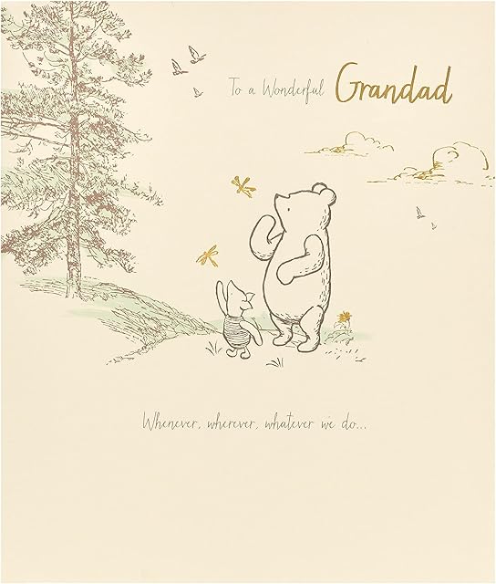 Disney Grandad Birthday Card - Winne The Pooh Birthday Card for Grandad - Cute Birthday Card for Him