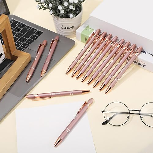 Miniatura 6 de Yeaqee 24 Bolígrafos Inspiracionales Motivacionales de Tinta Negra Retráctiles con Citas y Punta Stylus, Mensaje Alentador para Mujeres y Hombres,