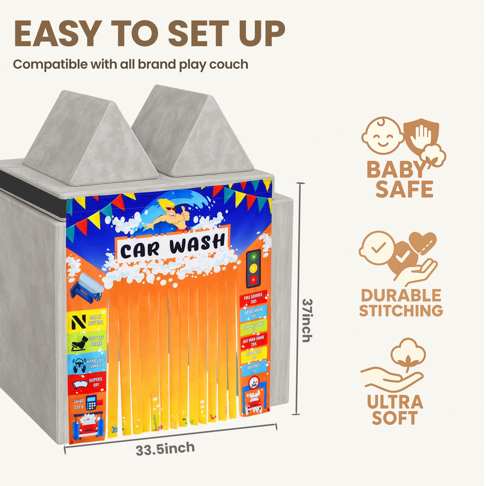 Panel de juego para niños, sofá de juegos para niños, panel de juego de lavado de autos para sofá de espuma para niños pequeños (sofá de juego no incluido) 3
