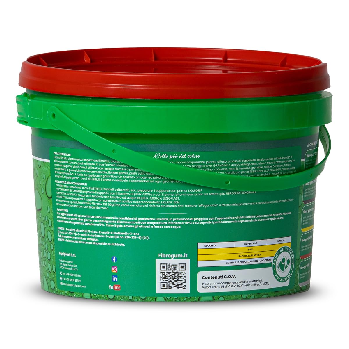 FIBROGUM FLEX HP - Membrana impermeabilizzante ad alte prestazioni FIBRORINFORZATA anche per sottopiastrella (5 kg, Rosso)