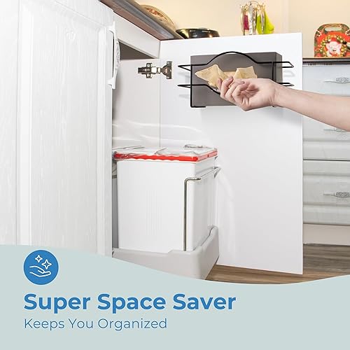 Vista 12 de FMP Brands Double Glove Holder for Wall Mount, Wire Rack Disposable Napkin Gloves Box Holder, Black Durable Metal Organizer Dispenser for Food