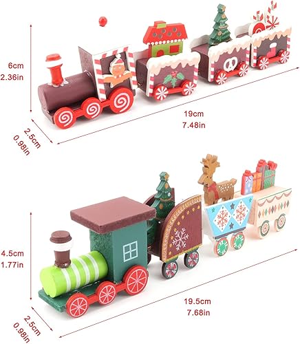 Miniatura 2 de Adorno de tren de madera de Navidad, mini decoración de tren pintado, juguetes de regalo para niños, adorno de mesa de Navidad para fiesta de