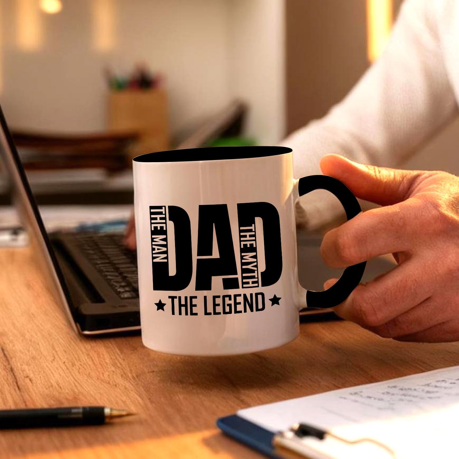 Funny Coffee Mug for Dad, Best Dad The Man The Myth The Legend, 11oz Ceramic Double Sided Print Coffee Tea Cup, Father's Day Gifts, Christmas Birthday Gifts for Men Husband Grandpa Friend - Image 6