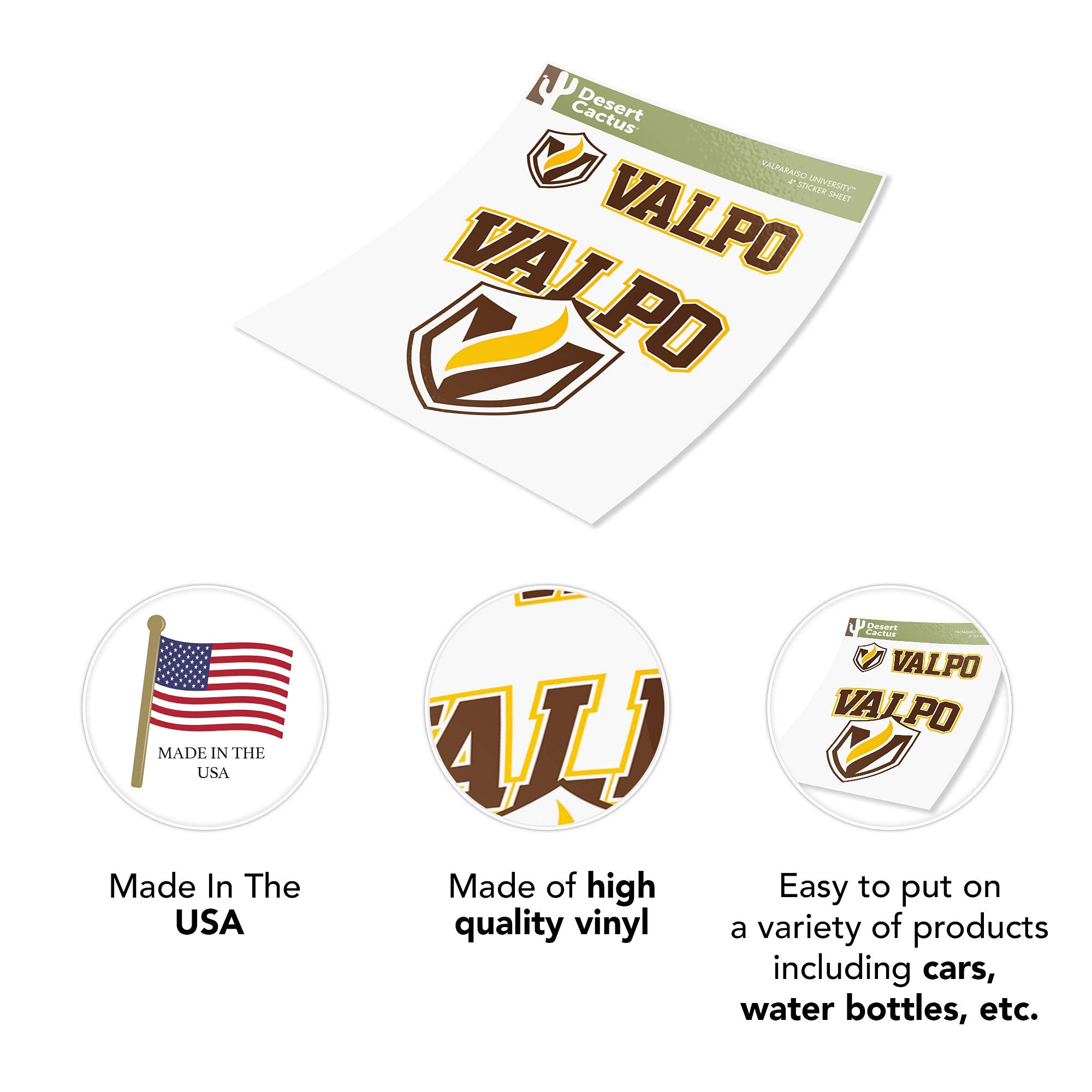 Valparaiso University NCAA Sticker Pack – Vinyl Decals For Laptop, Water Bottle, Car & Scrapbook (4-Inch Set) - View #6