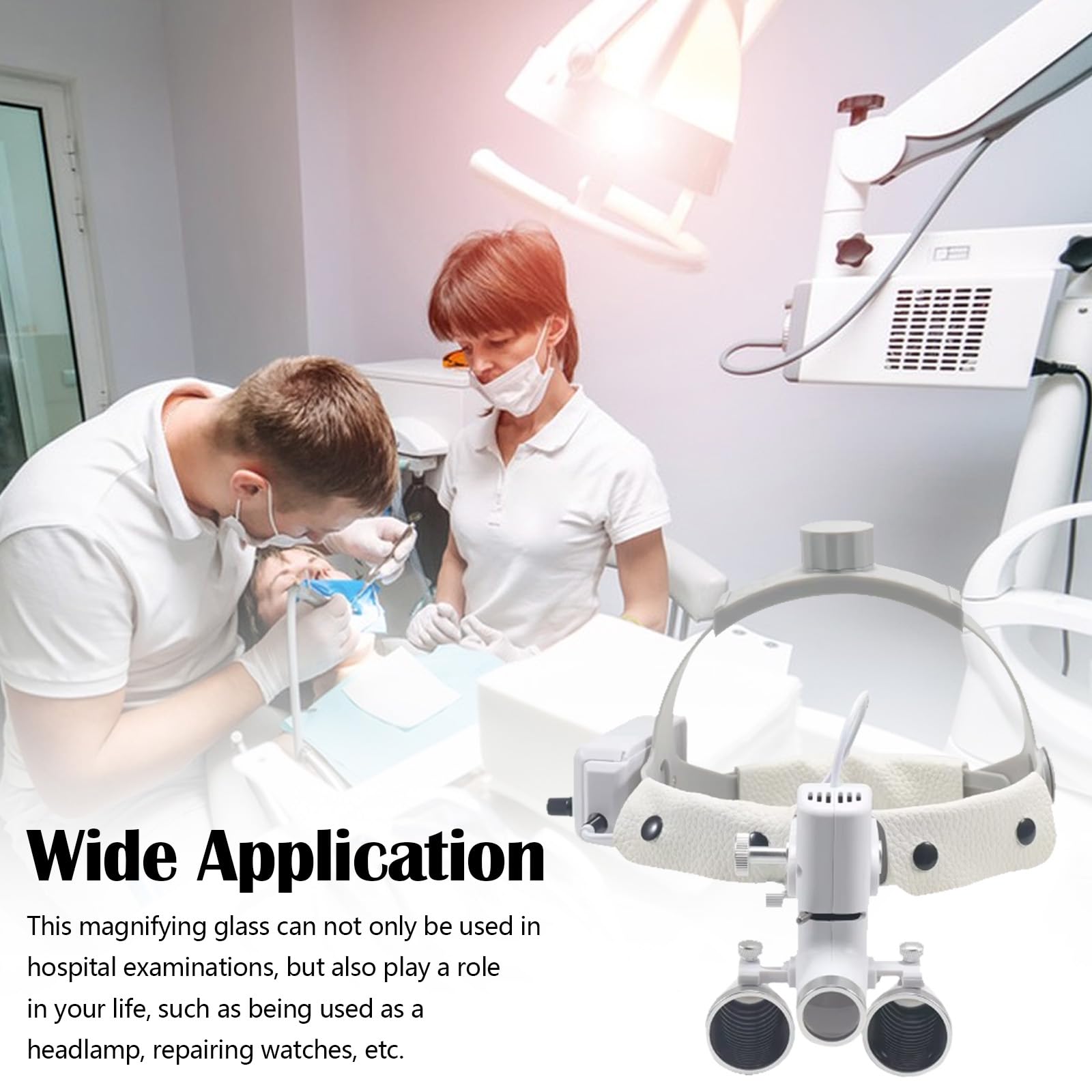 Lupas Quirúrgicas Dentales Médicas 3.5X 420mm con Lámpara LED 5W Ajustable