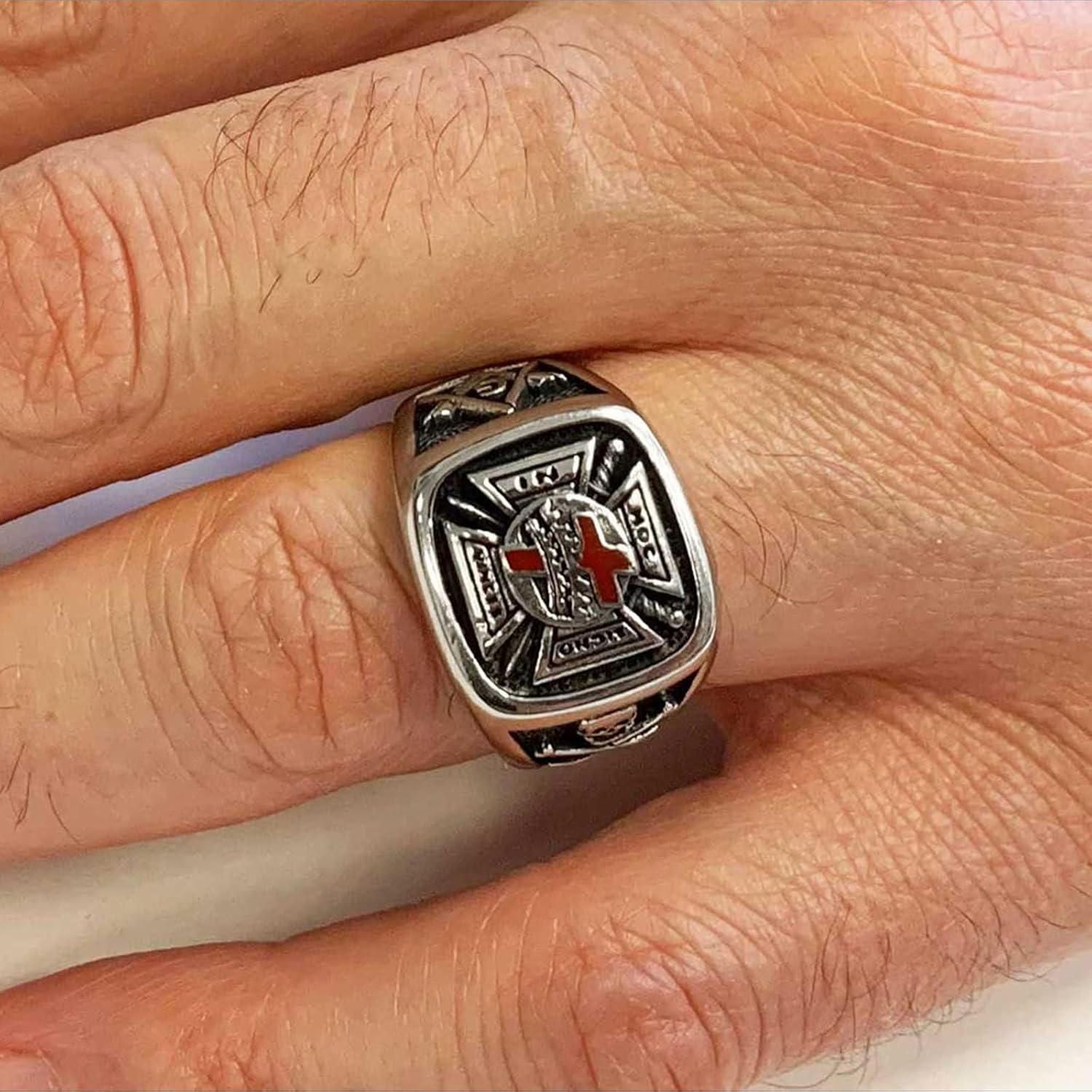 Knights Templar Masonic Ring, In Hoc Signo Vinces Ring, Constantine Signet Ring, Mason Ring, Freemasonry Statement Ring, Byzantine Ring