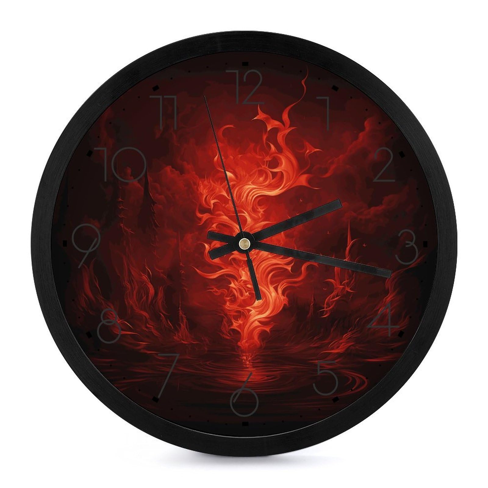 Horloge murale de 25,4 cm analogique ronde rouge fonctionnant à pile