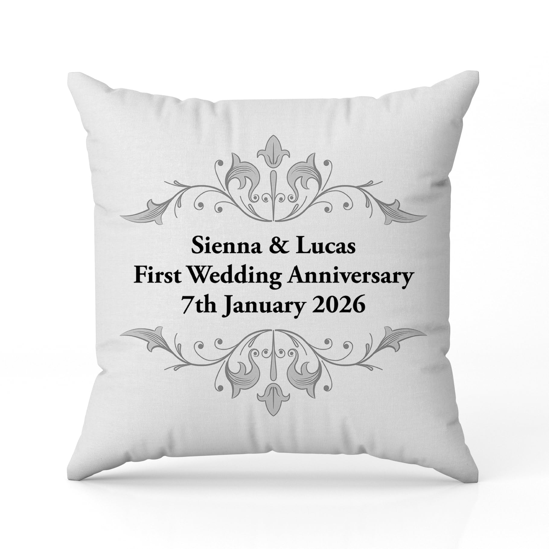 The Gift Experience White Personalised First Anniversary Pillow Cushion With Insert
