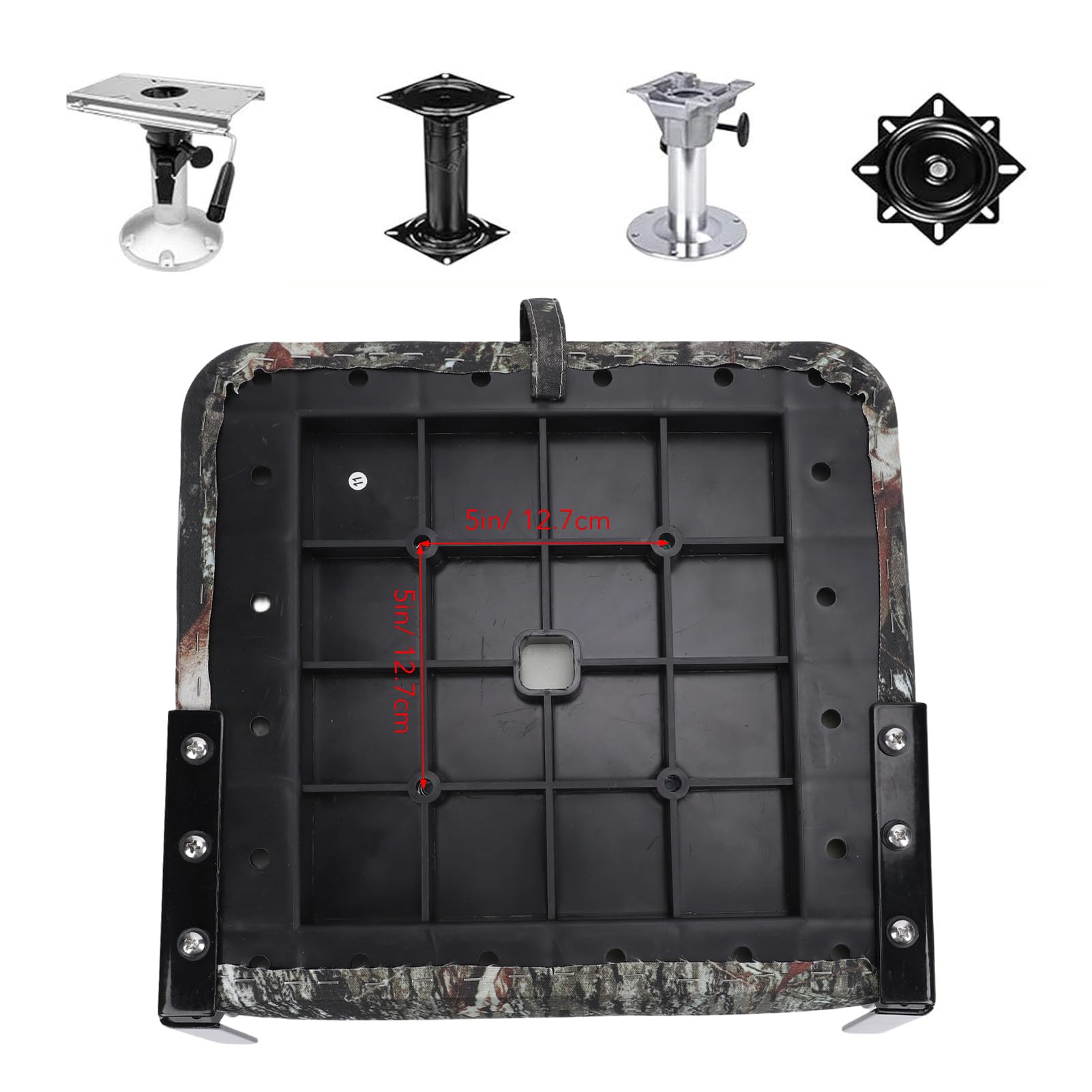 Asiento Plegable para Barco, Aleación de Aluminio, Respaldo bajo, Acolchado Grueso, Soporte Cómodo, Ahorro de Espacio, Bisagras Plegables para Pontón, Barco, Kayak