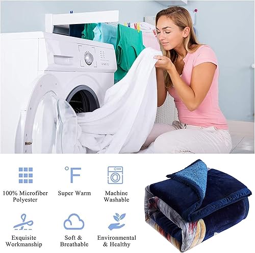 Miniatura 7 de JML Manta de franela Sherpa, manta de forro polar de 3 capas con fundas de almohada, suave, cálida, estilo coreano, impresa, águila animal
