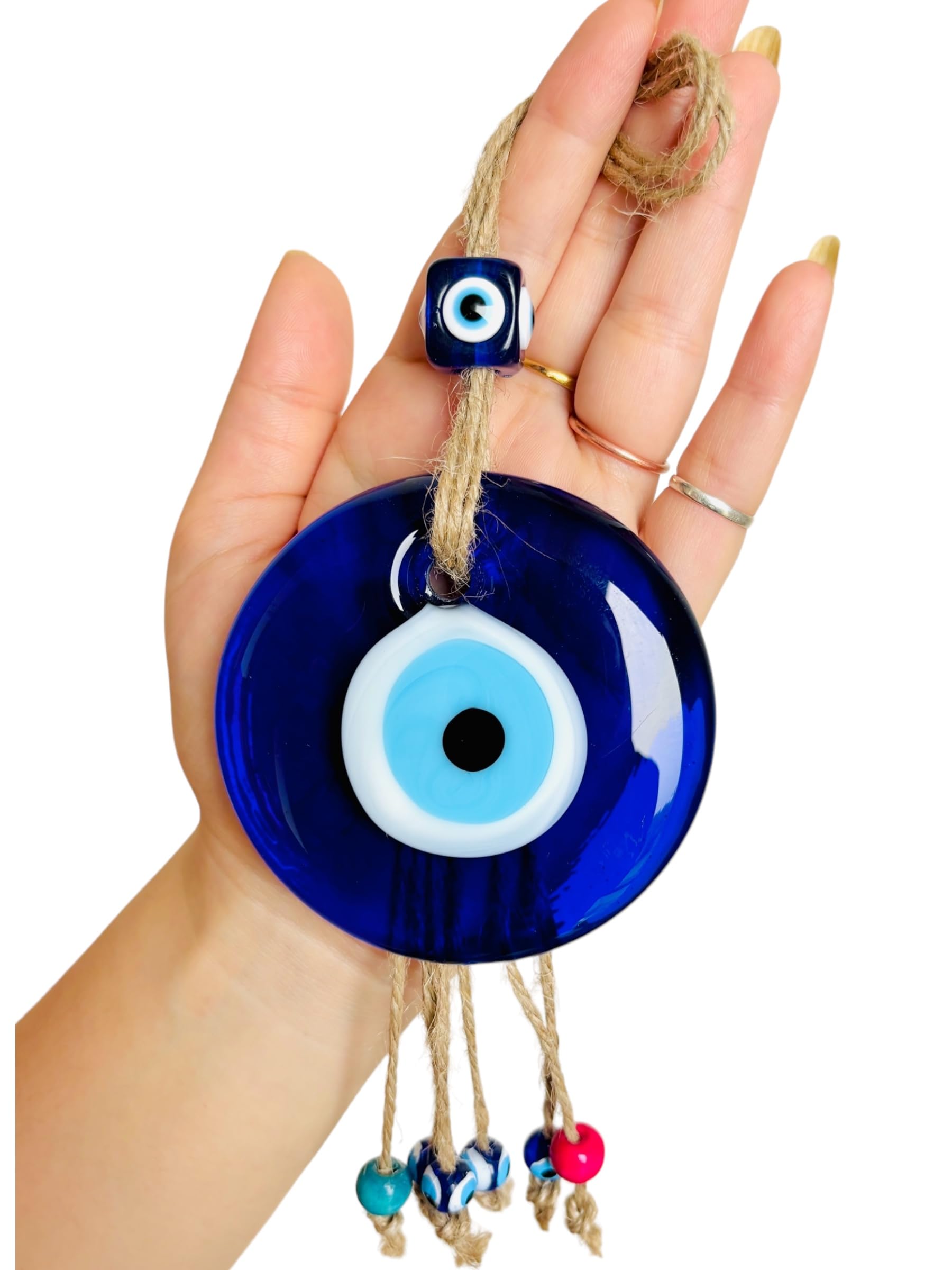WARMINGO DE Big Size Evil Eye Hanging for Home Car & Office | Turkish Evil Eye | Nazar Battu for Home Entrance | Wall Hanging Evil Eye with Beads (B0D9NN7D1K) Amazon Price History, Amazon Price Tracker