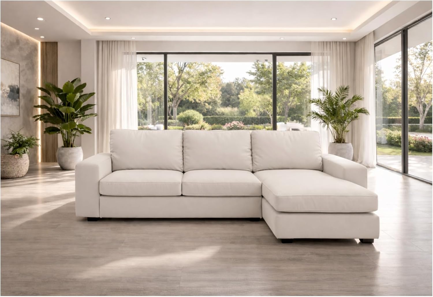 The Durable Polyester Kivik Loveseat with Chaise Sofa Cover (Width is 110.2", Not 125") Compatible for IKEA Kivik Sectional Corner Slipcover (Beige)