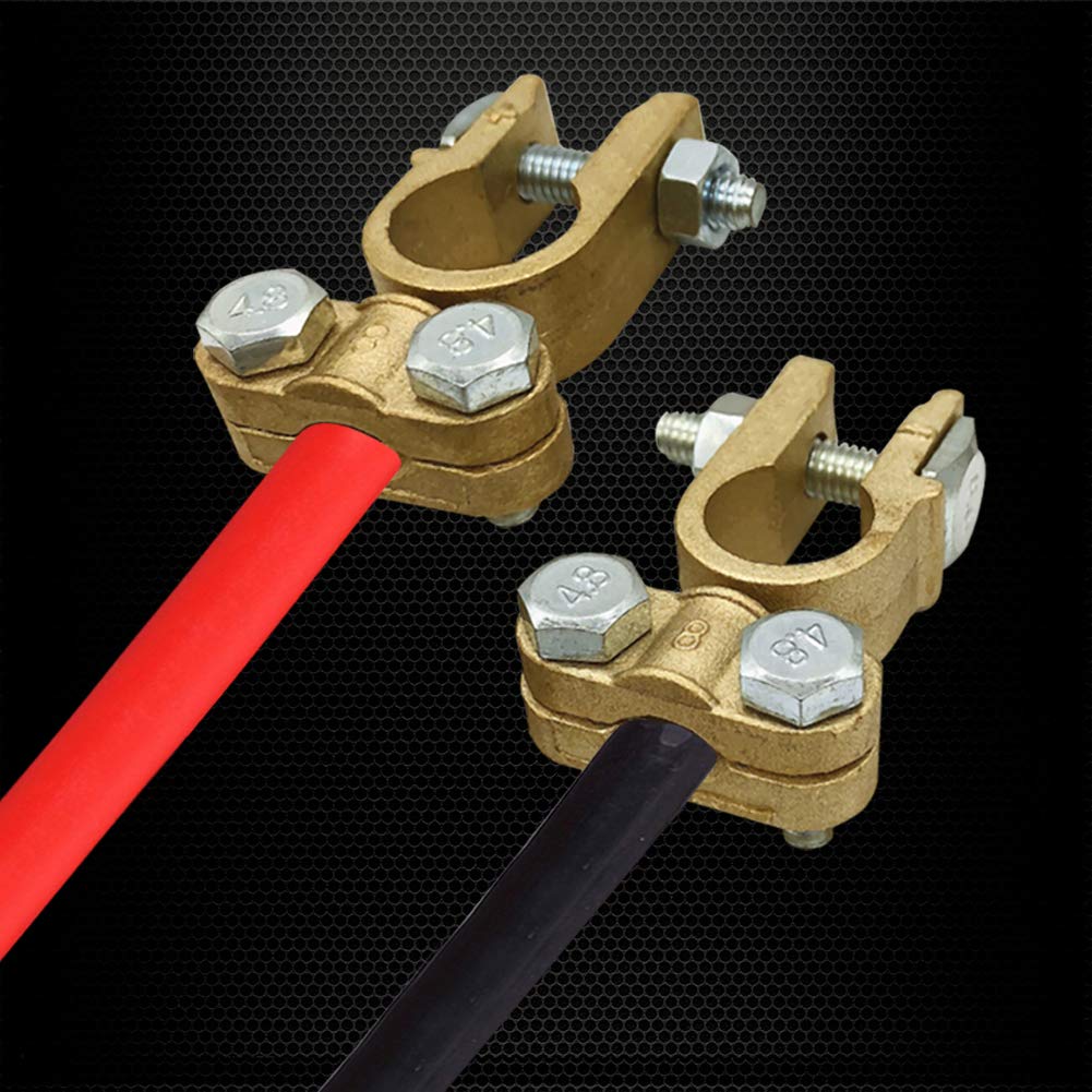 Ampper Brass Battery Terminals Connectors Clamps, Top Post Battery Terminal Protector Set per Veicoli marini Auto Barca RV (1 Coppia)