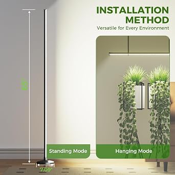 2PCS Grow Lights for Indoor Plants with Timer, 384 LEDs 42W Vertical Full Spectrum Grow Light 65 Inch Standing Grow Lights 3 Light Modes 5-Level Dimmable Wide Coverage