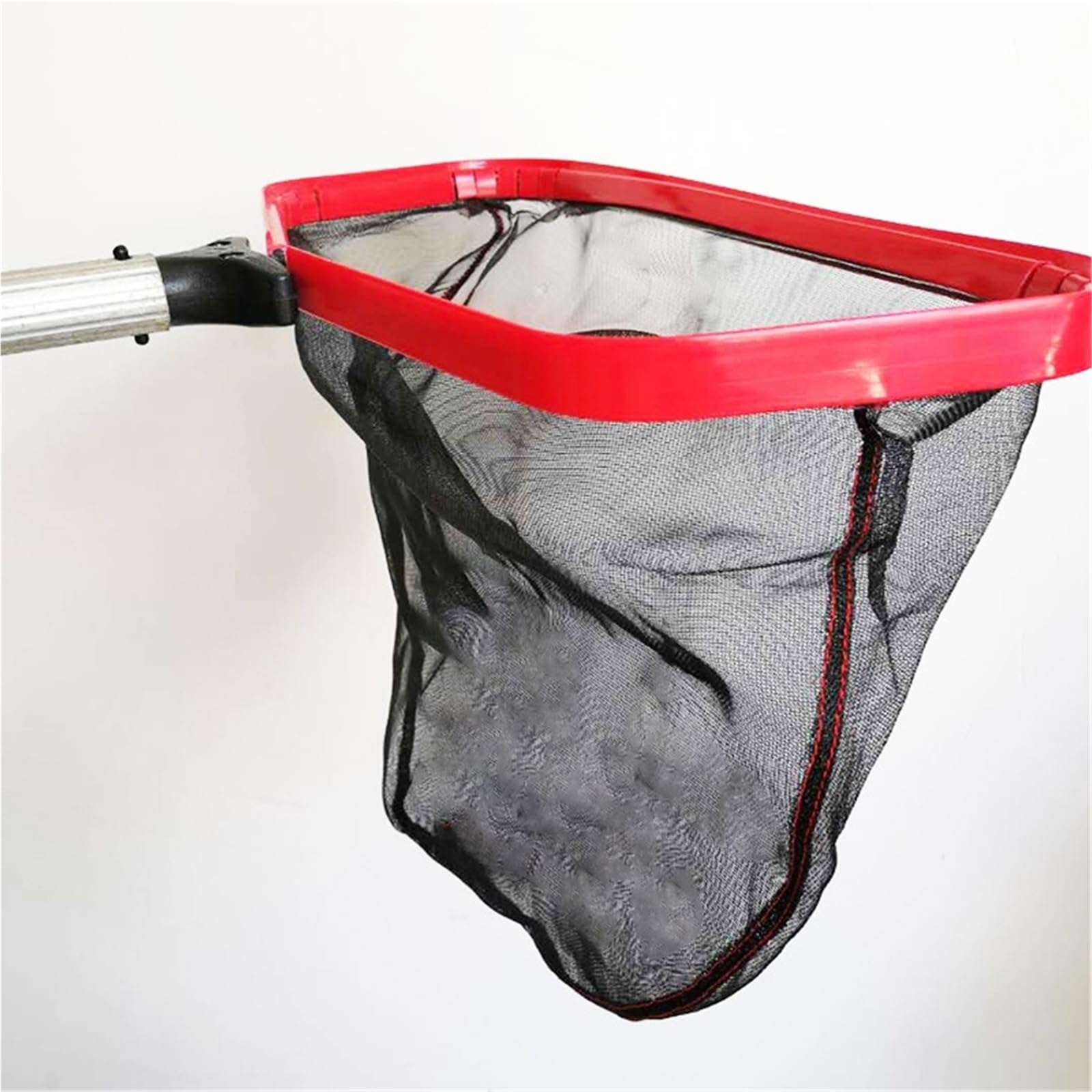 Questo retino per Foglie con Telaio in Alluminio Rosso, rastrello per laghetto, Skimmer per la Pulizia di Piscine e laghetti da Giardino (Asta telescopica da 1 m)
