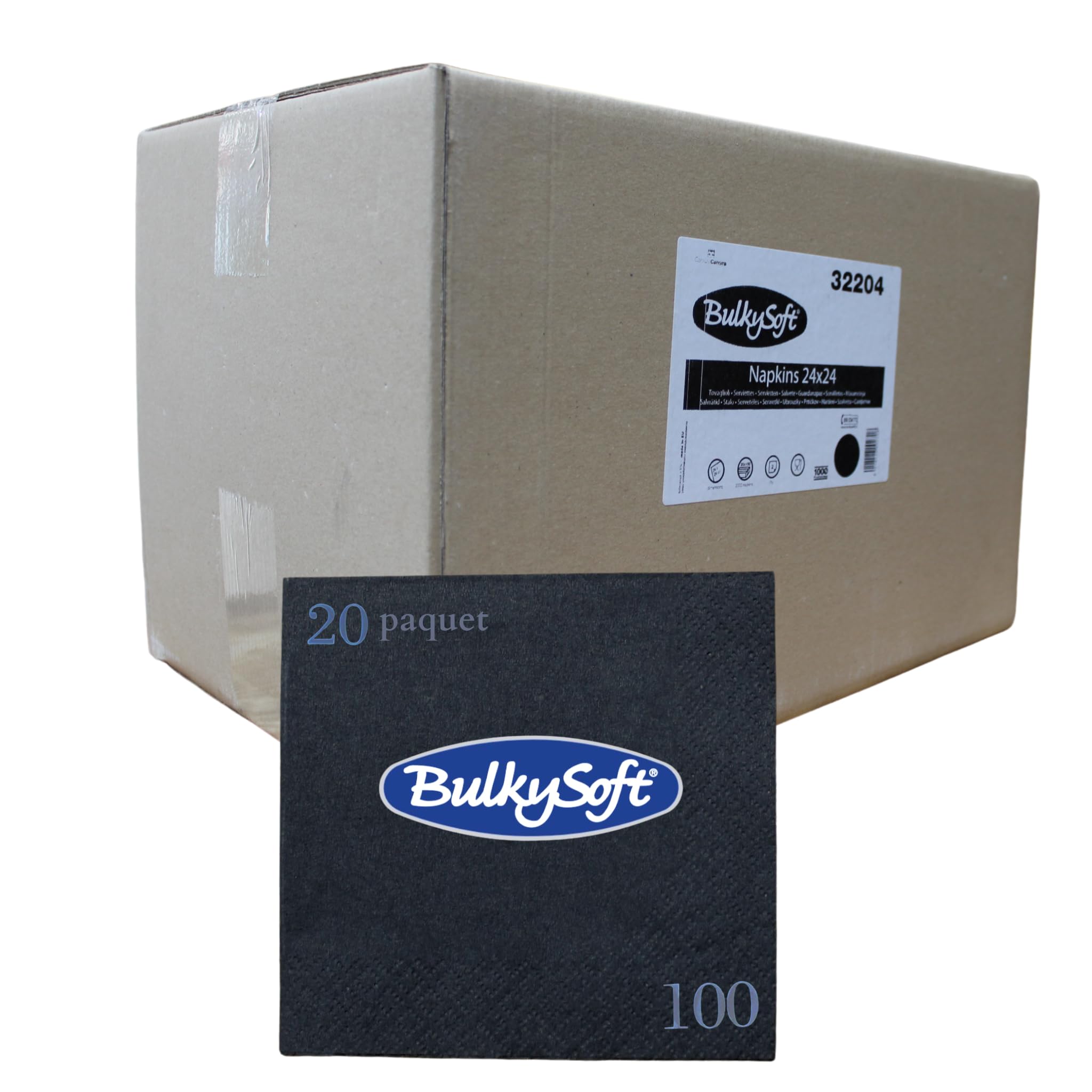 Lot de 2000 Serviette papier cocktail noir 24 x 24, Serviettes papier jetables 2 plis très Solides et Douces, Serviettes pour Bar, Serviette noir jetable