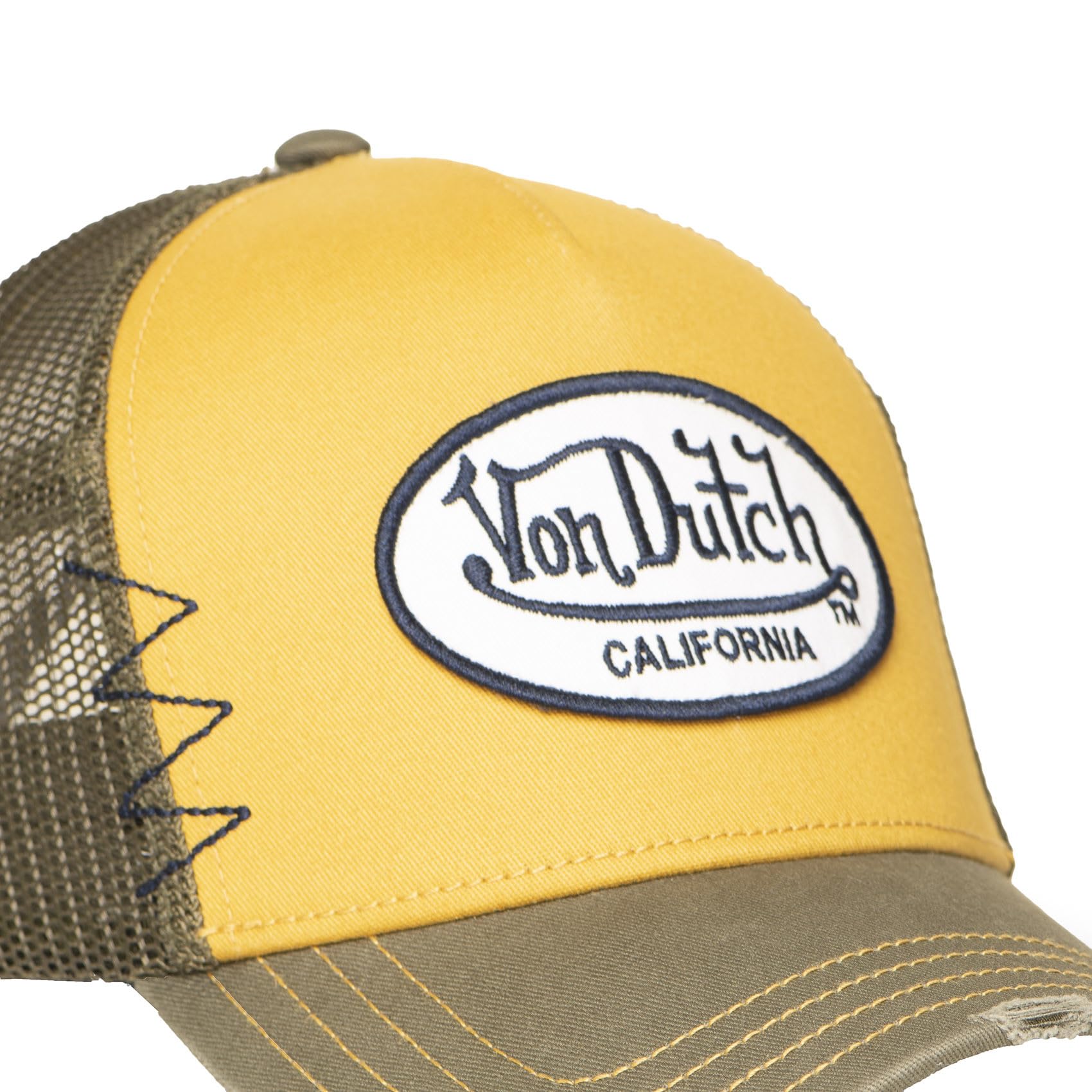 Von Dutch Bawełniana i poliestrowa czapka typu trucker, California Design z haftowaną naszywką, oddychająca, regulowana, do noszenia na co dzień i do uprawiania sportu,