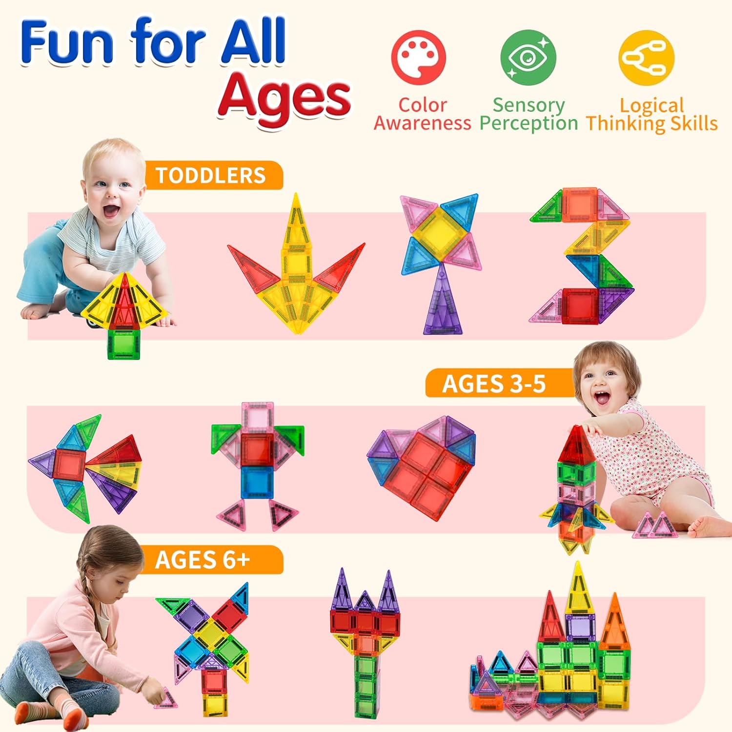 48PCS Mini Magnetic Tiles Travel Set 3+ Years | Kids Magnetic Building Blocks with Iron Box | STEM Educational Sensory Toys | Preschool & On-The-Go Games | Christmas Birthday Gift - Image 6