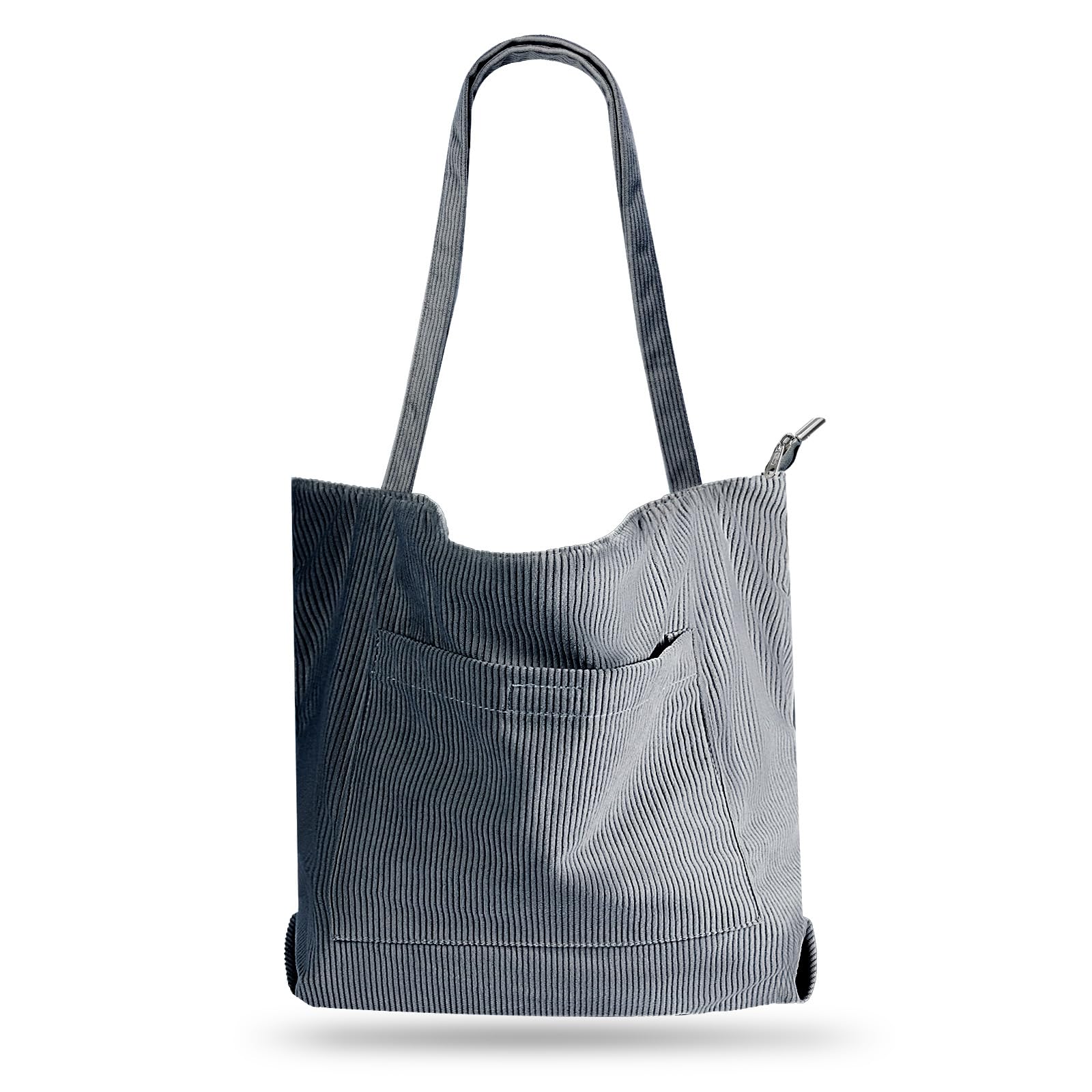 GIEEU Cord-Tragetasche Damen - Wiederverwendbare Einkaufstasche Mit Reißverschlussfach