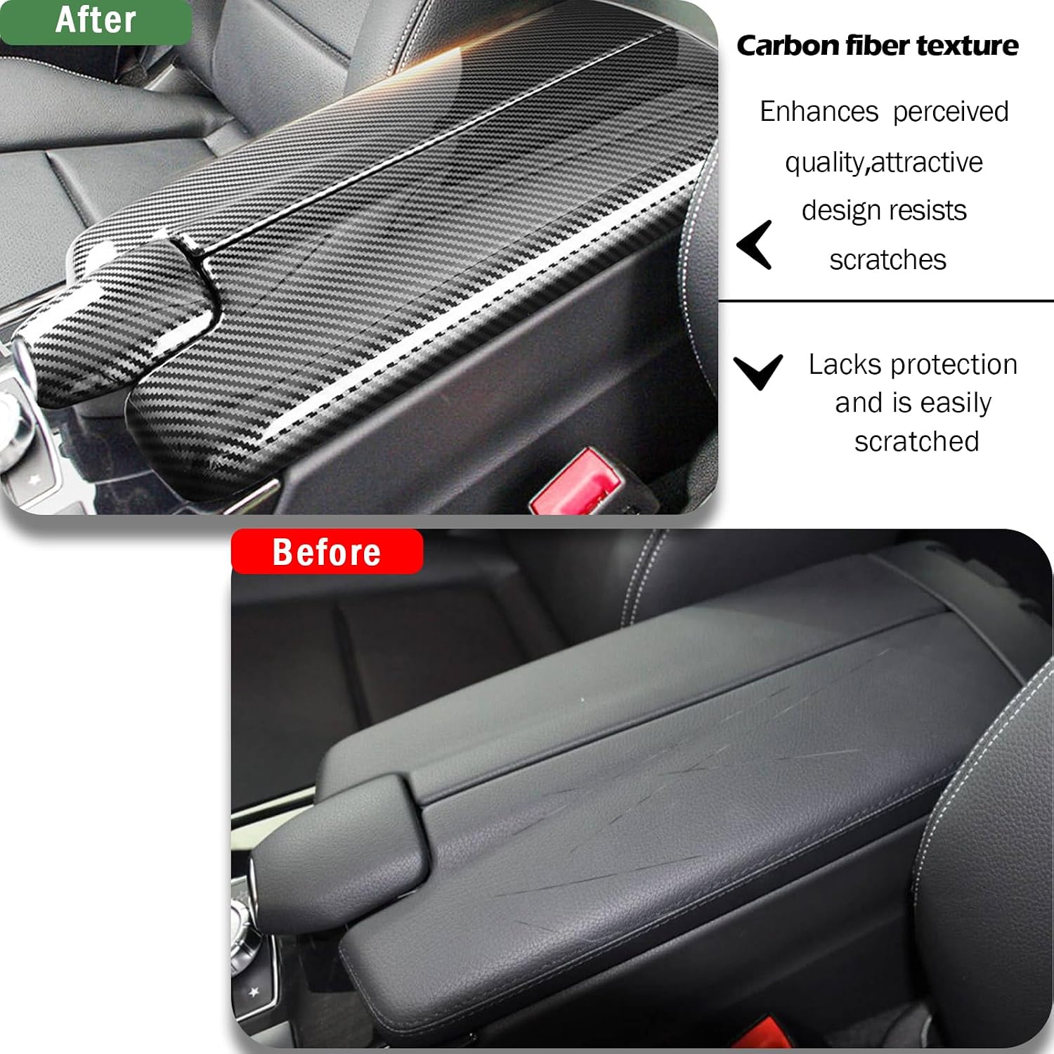 Center Armrest Box Cover for Mercedes-Benz E Class W212 2010–2015 and CLS Class W218 2012-2017 ABS Plastic Interior Trim Protector, Scratch-Resistant, Luxury-Grade (Glossy Black​)