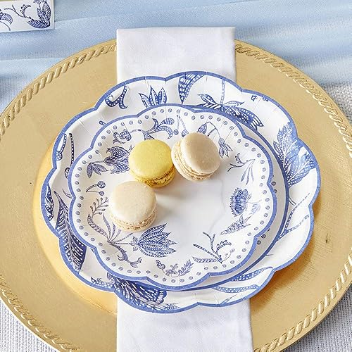 Vista 3 de Kate Aspen Blue Willow - Platos decorativos de papel prémium de 7 pulgadas (peso de 350 GSM, juego de 16), perfectos para despedidas de soltera