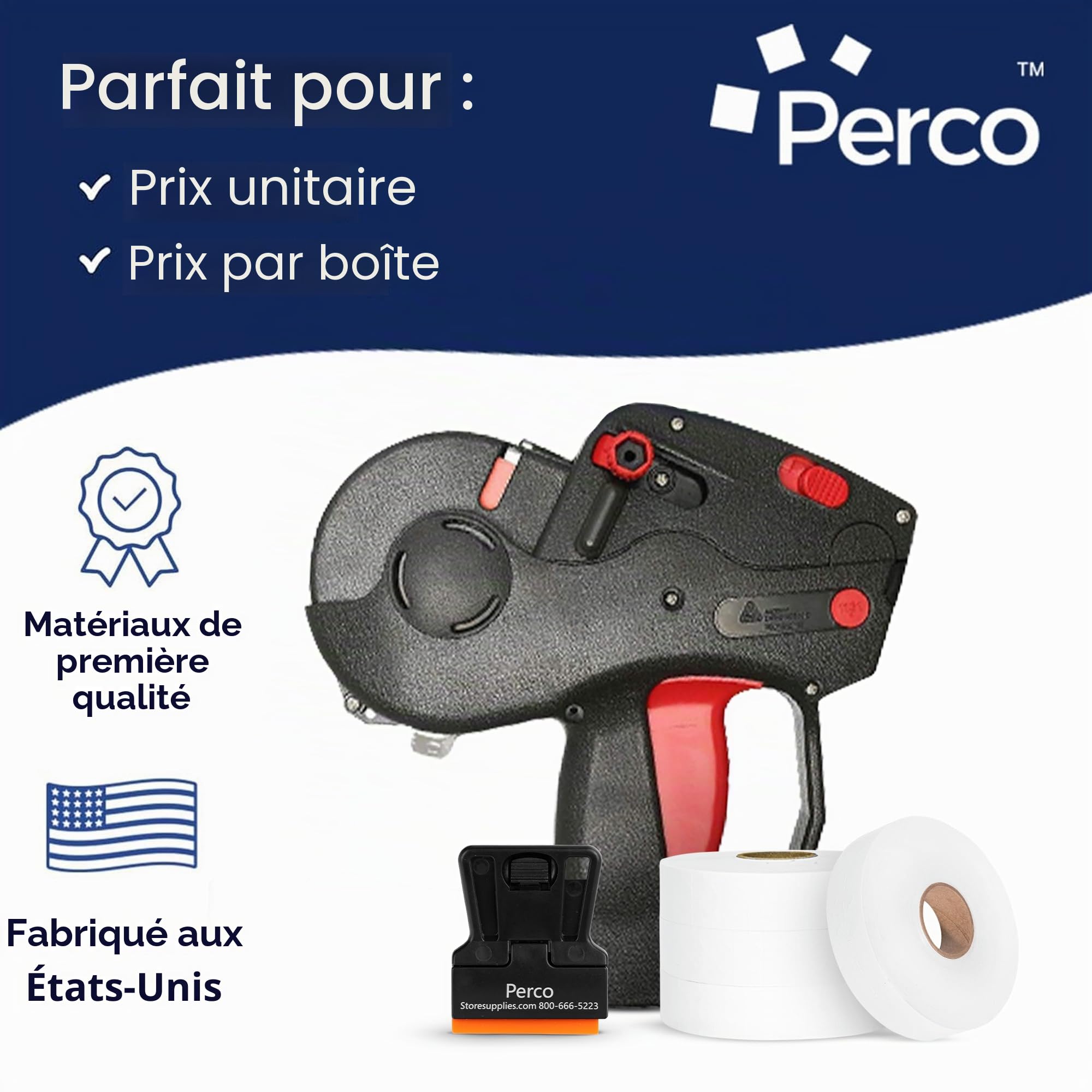 Perco Monarch 1131 Kit de démarrage avec pistolet de prix avec étiquettes, 10 000 étiquettes de prix blanches et encre préchargée
