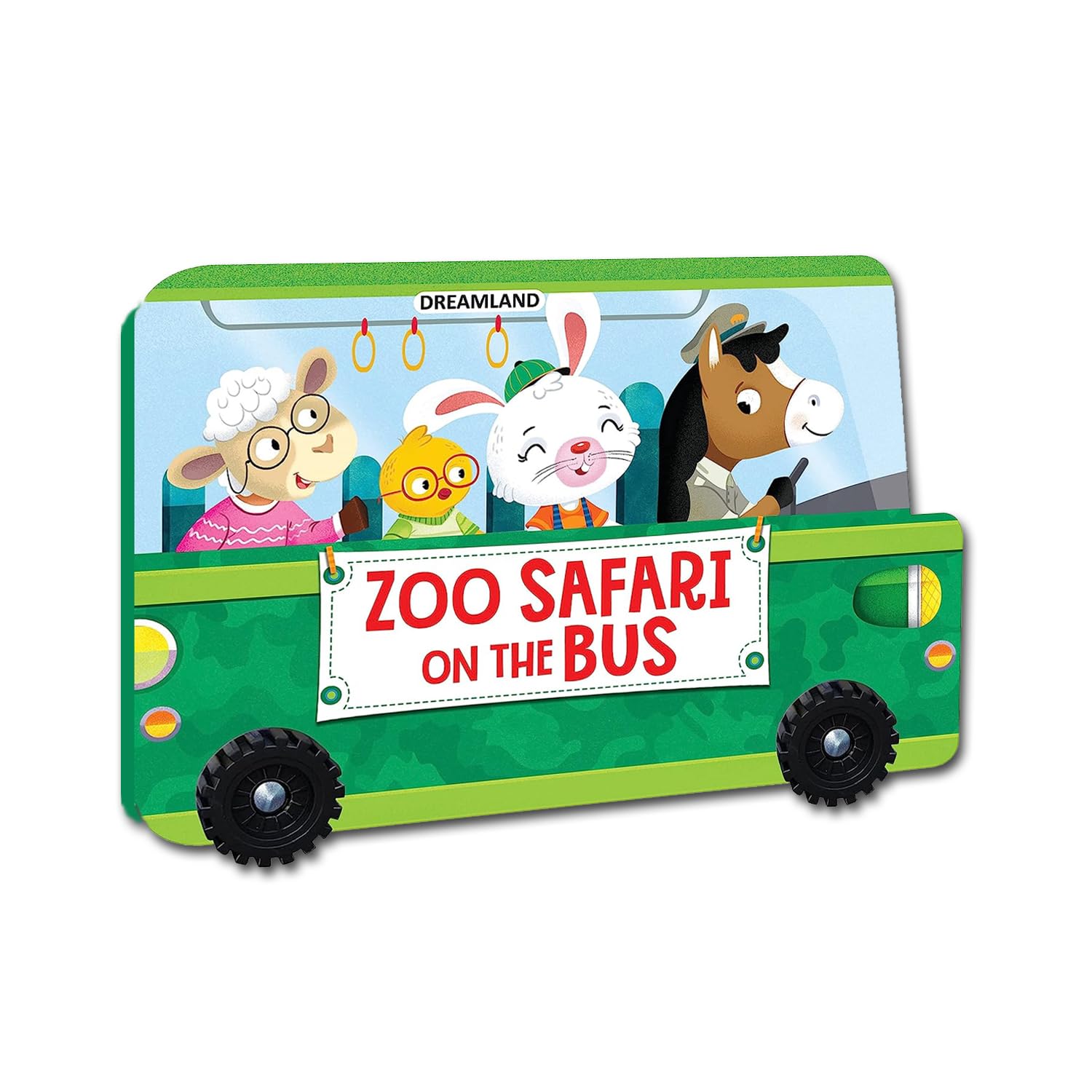 Zoo Safari on the Bus – Wheel Board Book for Kids Age 2+ | Fun Bus-Shaped Story Book for Vocabulary Enrichment, Cognitive Skill Development & Fine ... Illustrations & Perfect Gift for Toddlers