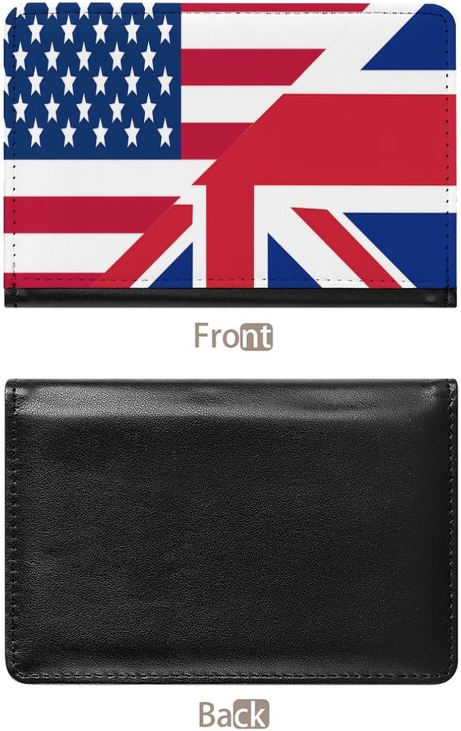 U.S. And English Flag Passport Holder, Travel Wallet PU Bifold Passport Cover Case with Card Slots