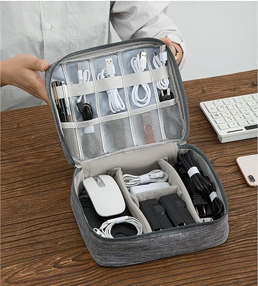 YAGVIZ Electronics & Beauty Organizer, Travel Storage Bag for Cosmetics, Cables, Adapter, Chargers, Cords, Mouse, and More Digital Accessories (Multi Color)
