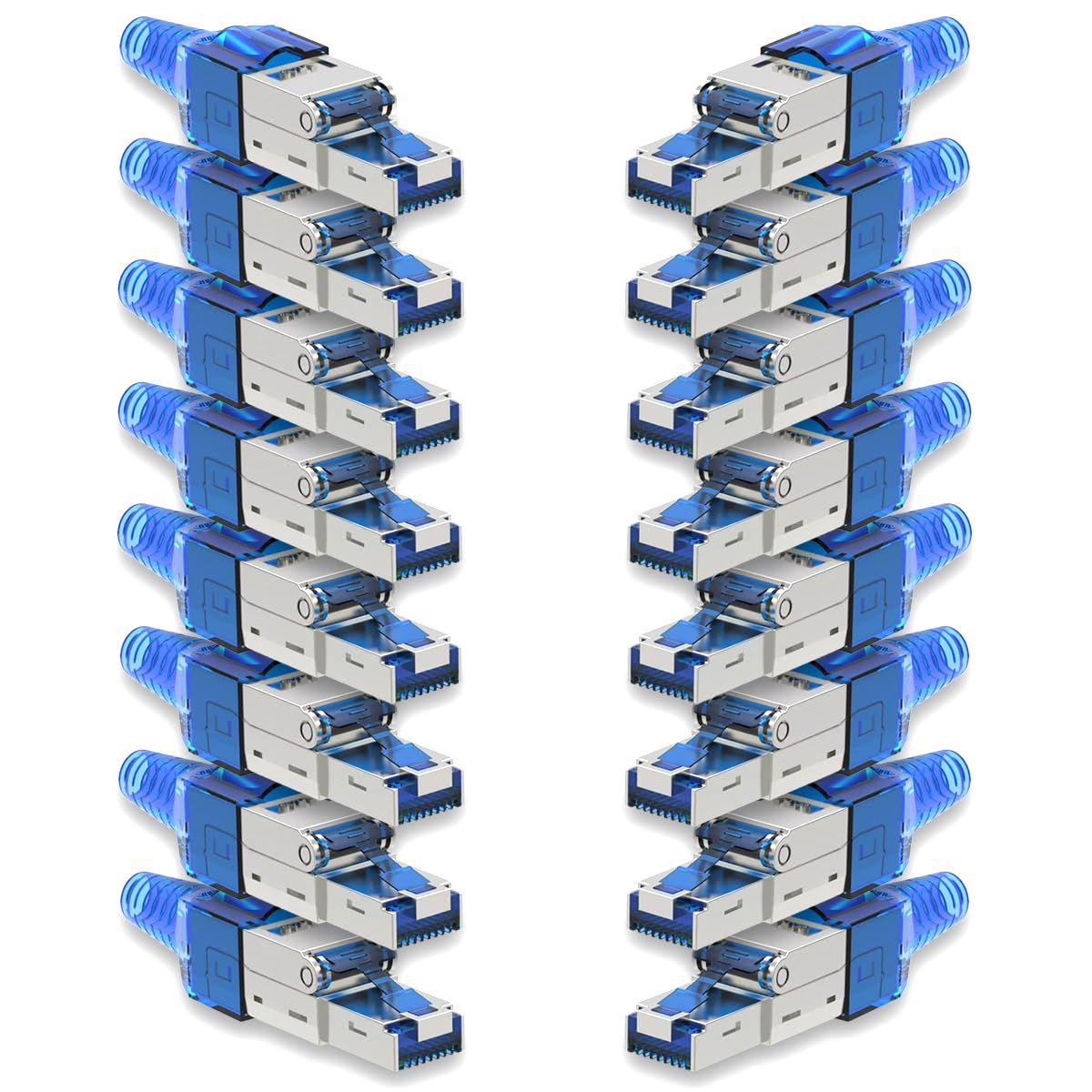 16x Netzwerk Stecker CAT 7 Werkzeuglos RJ45 CAT7 Netzwerkstecker für Verlegekabel LAN Kabel Stecker ohne Werkzeug werkzeugfrei Patchkabel Netzwerkkabel