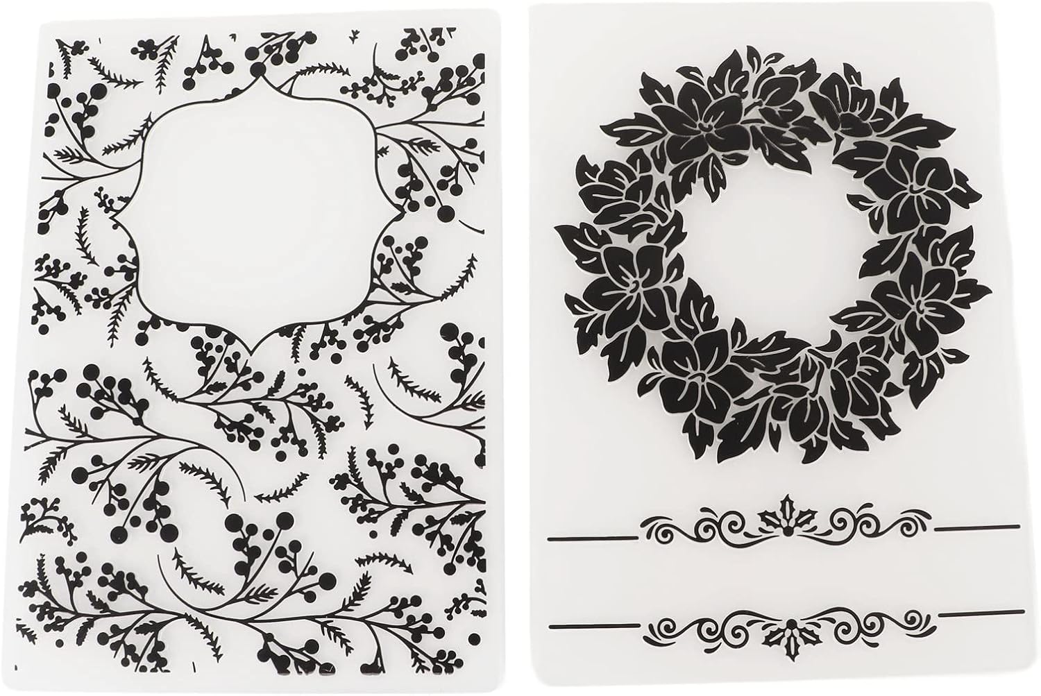 Embossing Folders 2pcs, Cartoon Flowers Wreaths Patterns Plastic ...