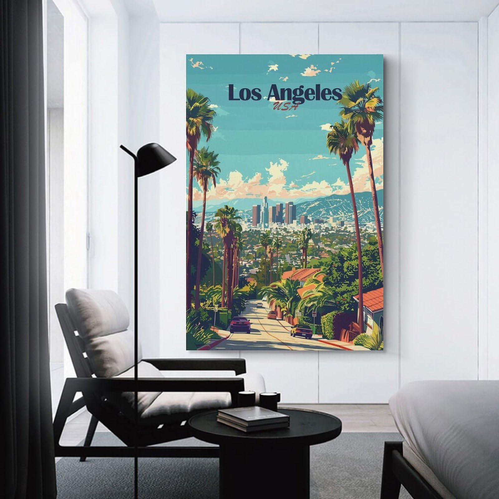 Junmoney Los Angeles Cityscape Room Decor Wall Art 20x30inch(50x75cm), for Bedroom, Guest Room Or Reading Nook, An Easy Wall Refresh for Bedrooms
