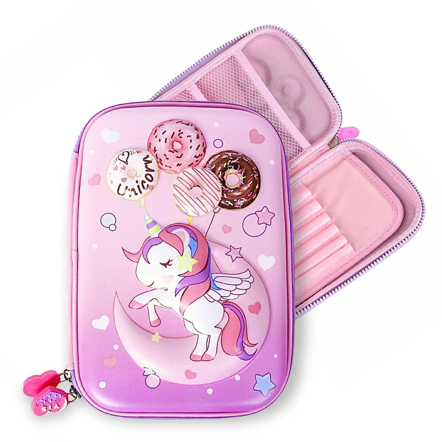 KHAMOSH TRADERS® 3D Unicorn EVA Pencil Stationery Pouch Compartment Case for Girls Large Capacity Premium Stylish Stationery Box Random Color (Big Pink Pouch)-image-42